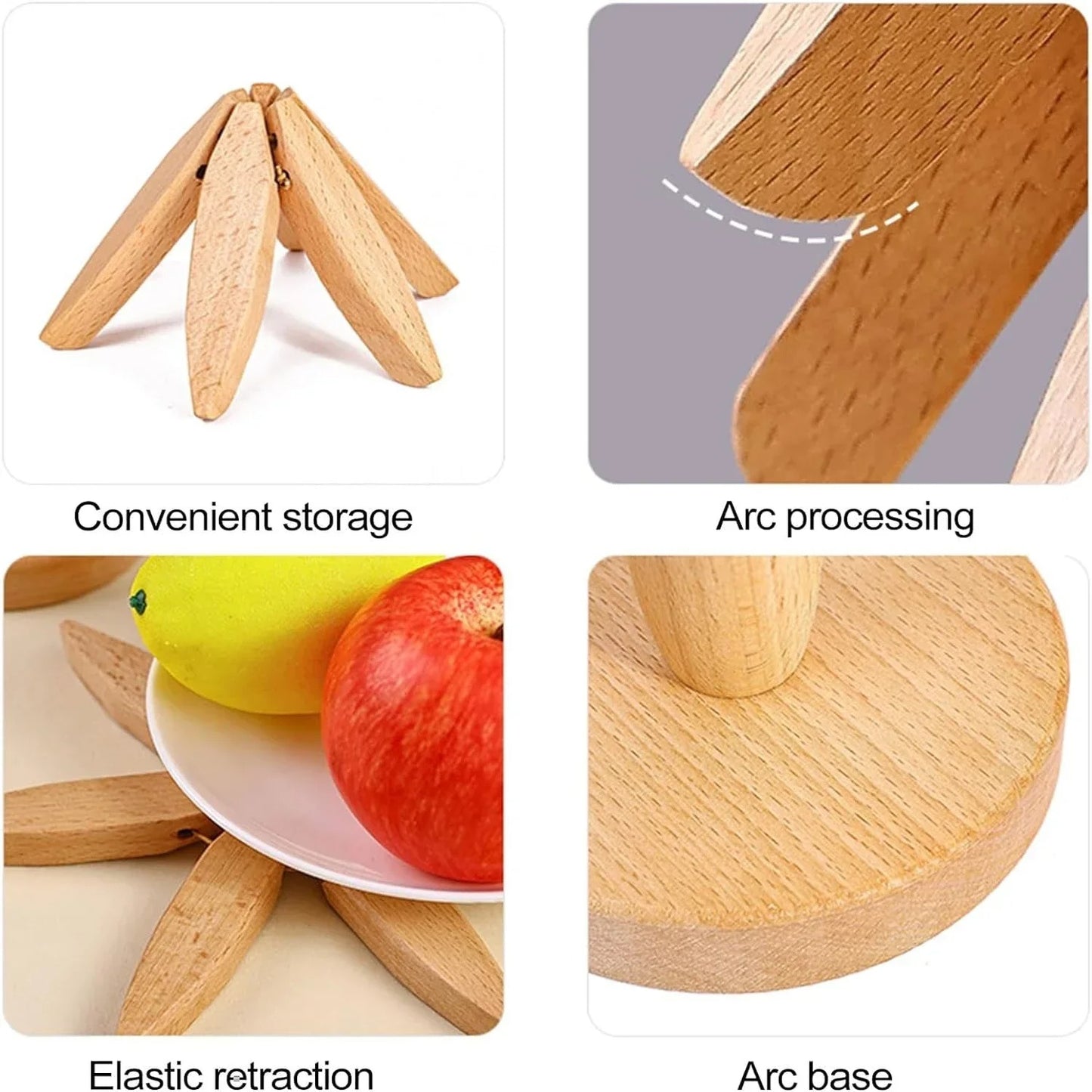 WOODEN FOLDABLE HOTPLATE STUDS - 4 PIECES