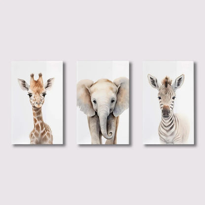 3 JUNGLE ANIMAL WALL ART PRINTS FOR BABY ROOM 45X60