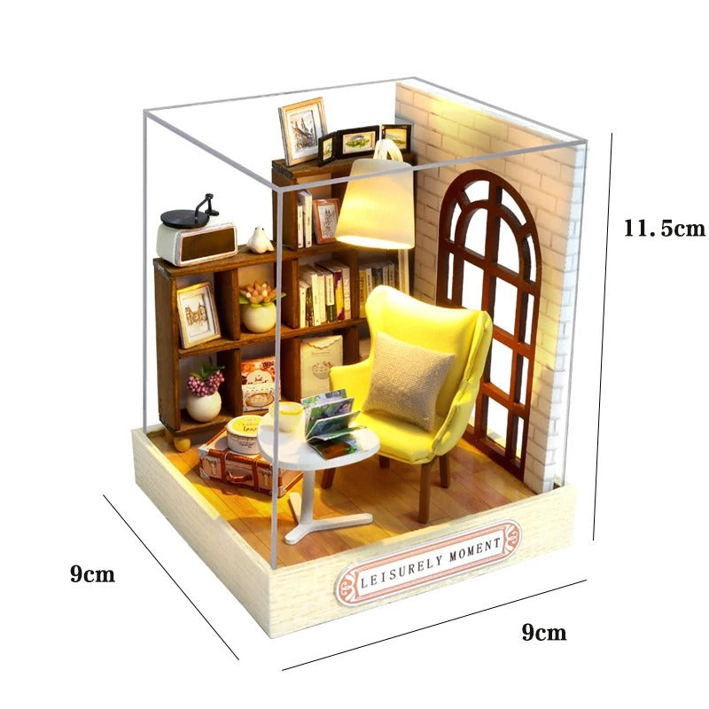 MINIATURE WOODEN DOLLHOUSE - DIY SMALL HOUSE KIT