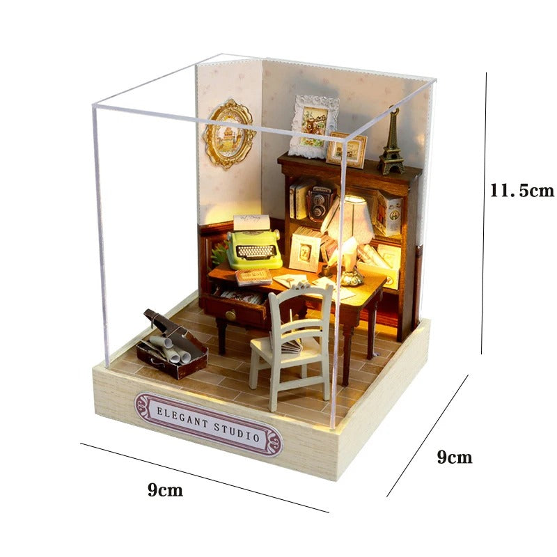 MINIATURE WOODEN DOLLHOUSE - DIY SMALL HOUSE KIT